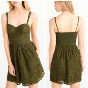 Abercrombie and Fitch lace corset dress size medium tall OLIVE GREEN